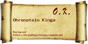 Ohrenstein Kinga névjegykártya